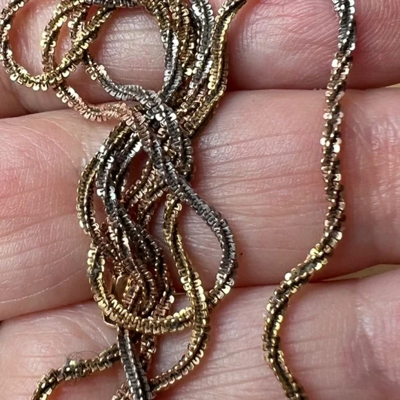 VINTAGE RUSSIAN 14K TRICOLOR GOLD TWISTED SNAKE CHAIN UNIQUE RARE FIND STAMPED